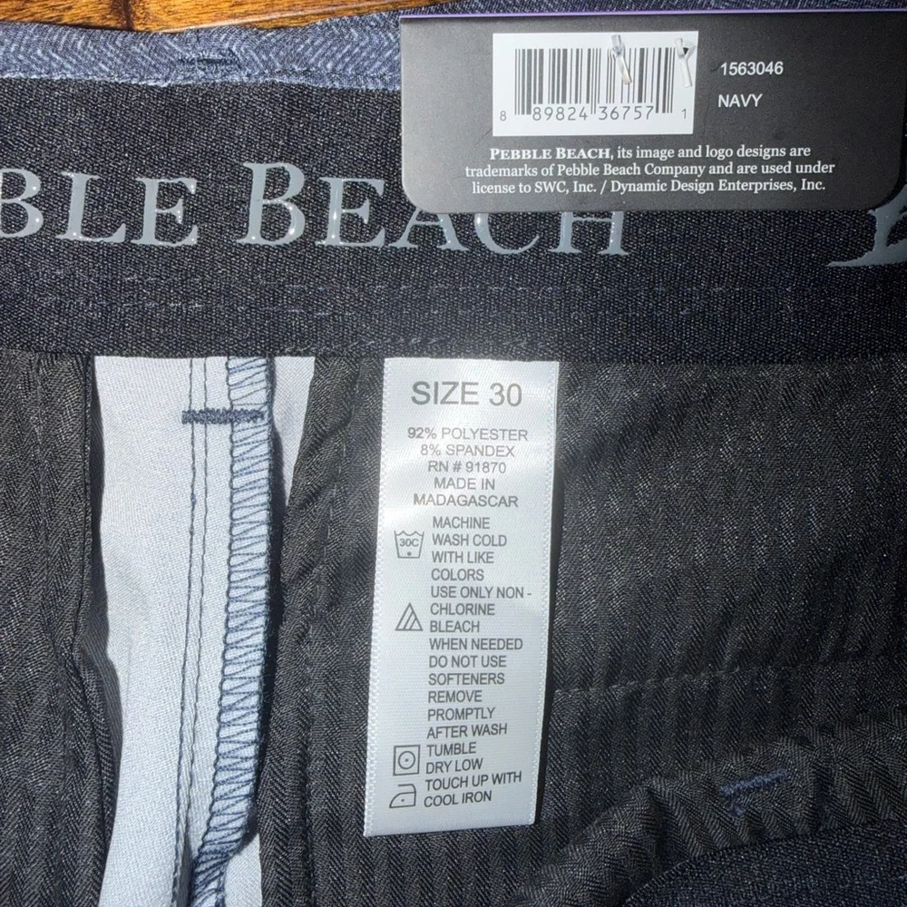 Men’s Pebble Beach Performance Dry Luxe Flat Front Golf Shorts Size 30 NWT Navy - Picture 4 of 9